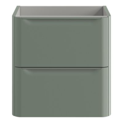 Ensemble meuble sous vasque vert + plan vasque en résine blanc L.60,4 cm GoodHome Nevado