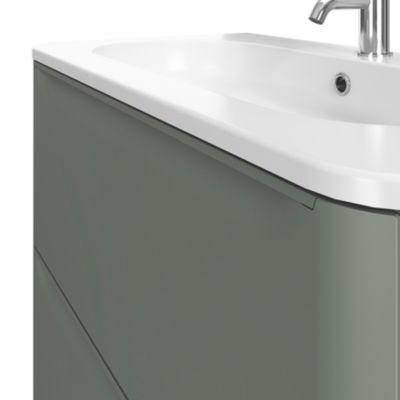 Ensemble meuble sous vasque vert + plan vasque en résine blanc L.80,4 cm GoodHome Nevado