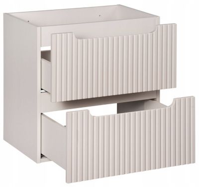 Ensemble meuble suspendu sous vasque 60 cm et cargo 30 cm NOVA cachemire avec plan chêne