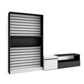 Ensemble Meuble TV, 260x35x186cm, Pour les TV jusqu'à 65', Blanc et noir