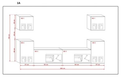 Ensemble meuble TV CONCEPT 32-32-HG-B-1-1A noir brillant 240 cm