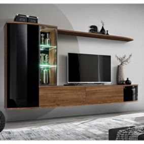 Ensemble Meuble TV "Dark" 255cm Chêne & Noir