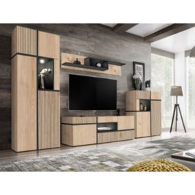 Ensemble Meuble TV Design "Cross" 330cm Naturel