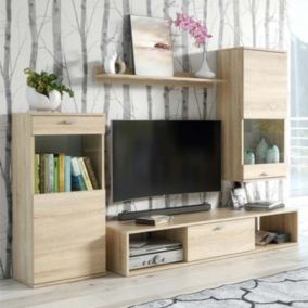 Ensemble Meuble TV Design "Rico" 180cm Naturel