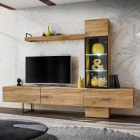 Ensemble Meuble TV design "Rise" 240cm Chêne