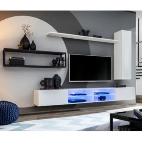 Ensemble Meuble TV Design "Switch IV" 300cm Blanc & Noir