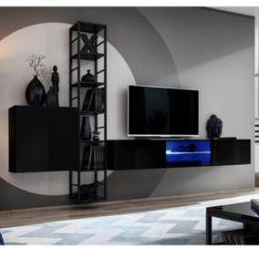 Ensemble Meuble TV Design "Switch VI" 270cm Gris & Noir