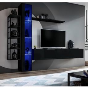 Ensemble Meuble TV Design "Switch VII" 240cm Noir