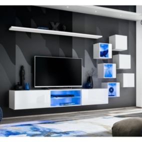 Ensemble Meuble TV Design "Switch XXI" 260cm Blanc