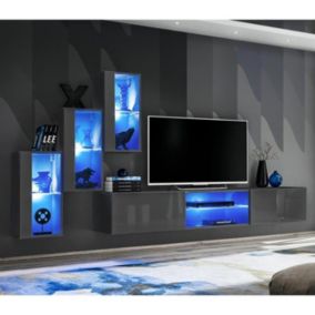 Ensemble Meuble TV Design "Switch XXII" 210cm Gris