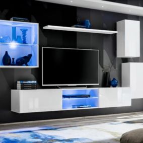 Ensemble Meuble TV Design "Switch XXIII" 250cm Blanc