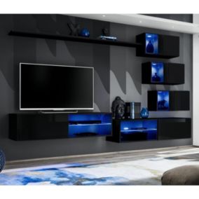 Ensemble Meuble TV Design "Switch XXIV" 250cm Noir