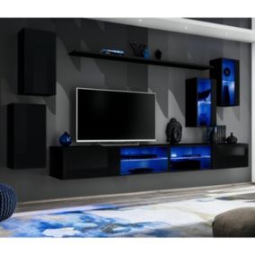 Ensemble Meuble TV Design "Switch XXV" 280cm Noir