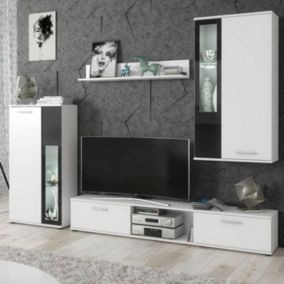 Ensemble Meuble TV Design "Wow" 255cm Blanc & Noir