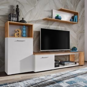 Ensemble Meuble TV "Maze I" 200cm Blanc & Naturel