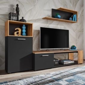 Ensemble Meuble TV "Maze I" 200cm Noir & Naturel