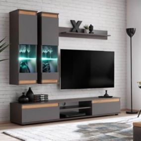 Ensemble Meuble TV "Modo" 175cm Anthracite & Naturel