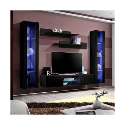 Ensemble Meuble TV Mural "Fly O2" 260cm Noir