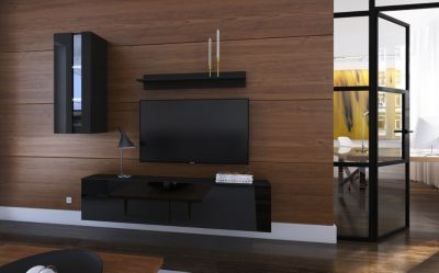 Ensemble meuble TV NEXT 271 AN271-17B-HG20-1A noir brillant 193 cm