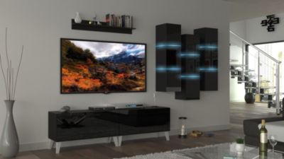 Ensemble meuble TV NEXT 45 AN45-18B-HG1 noir brillant 303 cm