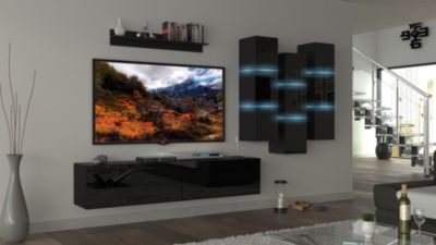 Ensemble meuble TV NEXT 45 AN45-18B-HG1 noir brillant 303 cm
