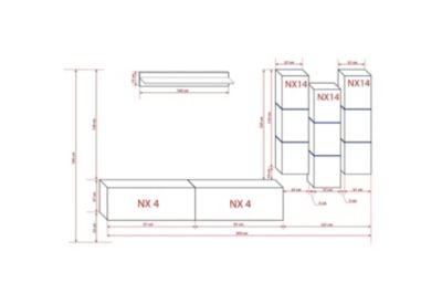 Ensemble meuble TV NEXT 45 AN45-18B-HG1 noir brillant 303 cm