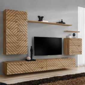 Ensemble Meuble TV "Switch Lamel II" 270cm Naturel