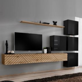 Ensemble Meuble TV "Switch Lamel IX" 310cm Naturel & Noir