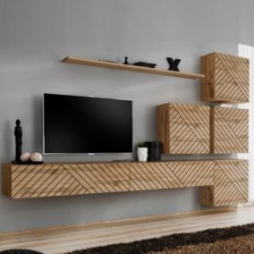 Ensemble Meuble TV "Switch Lamel IX" 310cm Naturel