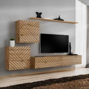 Ensemble Meuble TV "Switch Lamel V" 250cm Naturel