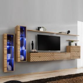 Ensemble Meuble TV "Switch Lamel XI" 330cm Naturel