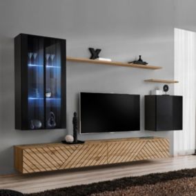 Ensemble Meuble TV "Switch Lamel XII" 270cm Naturel & Noir