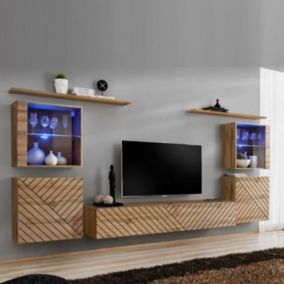 Ensemble Meuble TV "Switch Lamel XIV" 320cm Naturel