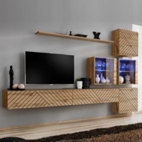 Ensemble Meuble TV "Switch Lamel XIX" 310cm Naturel