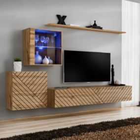 Ensemble Meuble TV "Switch Lamel XV" 260cm Naturel