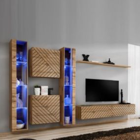 Ensemble Meuble TV "Switch Lamel XVI" 330cm Naturel