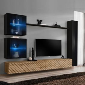 Ensemble Meuble TV "Switch Lamel XVIII" 280cm Naturel & Noir