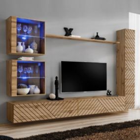 Ensemble Meuble TV "Switch Lamel XVIII" 280cm Naturel