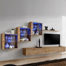 Ensemble Meuble TV "Switch Lamel XX" 330cm Naturel