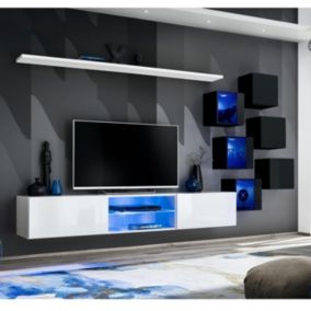 Ensemble Meuble TV "Switch XXI" 260cm Blanc & Noir