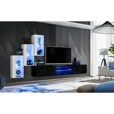 Ensemble Meuble TV "Switch XXII" 210cm Blanc & Noir