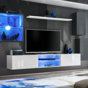 Ensemble Meuble TV "Switch XXIII" 250cm Gris & Blanc