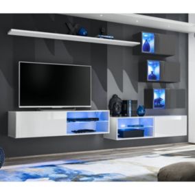 Ensemble Meuble TV "Switch XXIV" 250cm Blanc & Gris