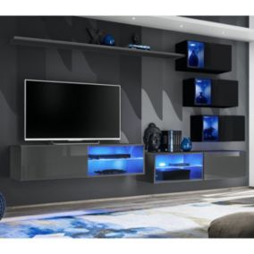 Ensemble Meuble TV "Switch XXIV" 250cm Gris & Noir