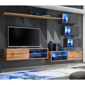 Ensemble Meuble TV "Switch XXIV" 250cm Naturel & Gris