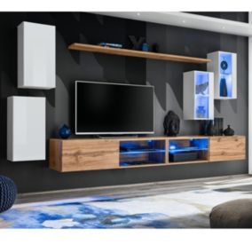 Ensemble Meuble TV "Switch XXV" 280cm Blanc & Naturel