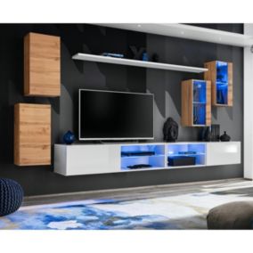 Ensemble Meuble TV "Switch XXV" 280cm Naturel & Blanc