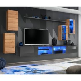 Ensemble Meuble TV "Switch XXV" 280cm Naturel & Gris