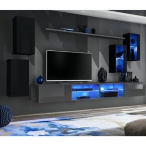 Ensemble Meuble TV "Switch XXV" 280cm Noir & Gris