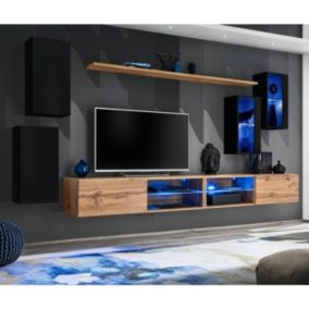 Ensemble Meuble TV "Switch XXV" 280cm Noir & Naturel